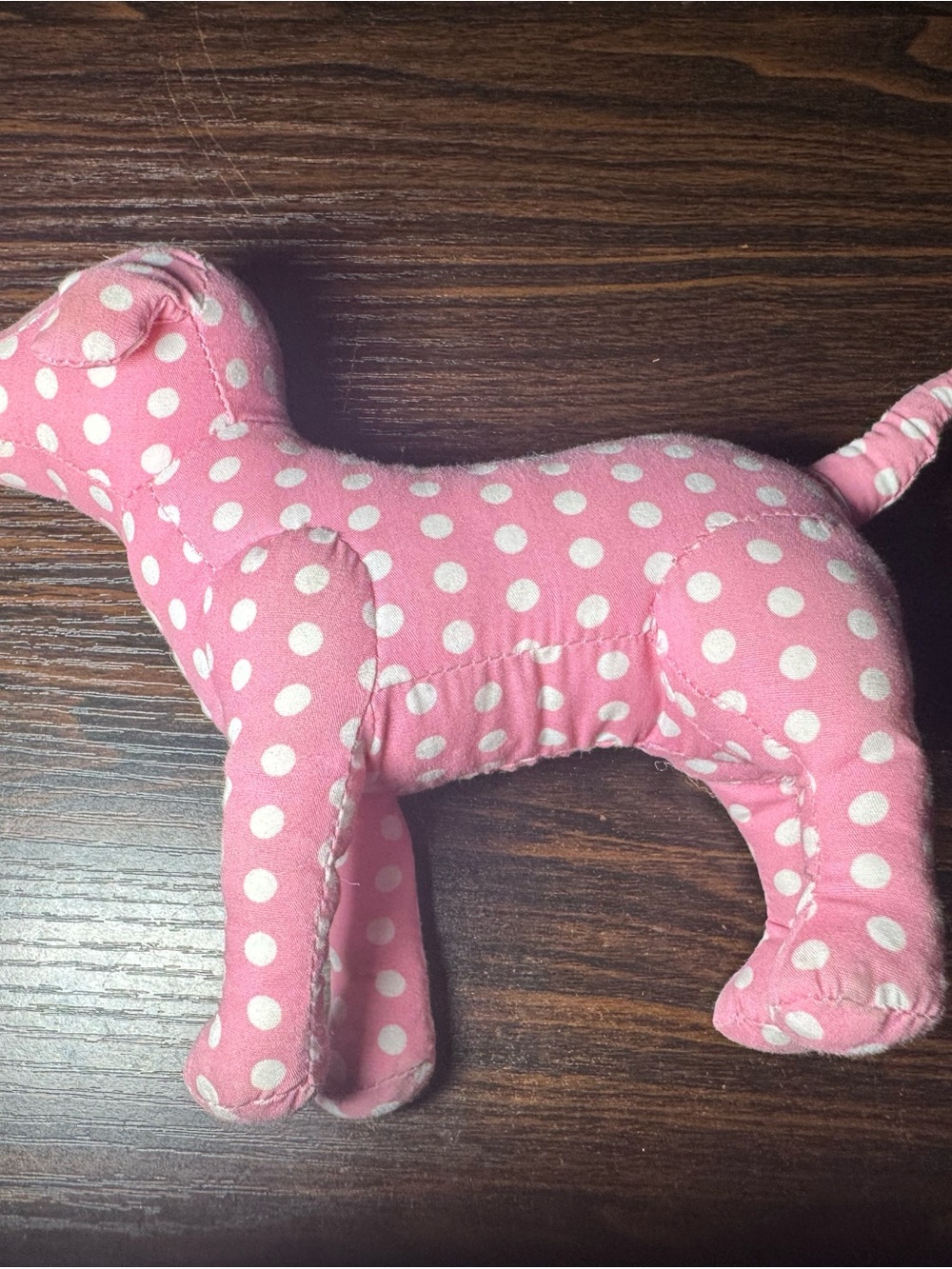 PreLoved Victorias Secret FADED PINK Collectible Dog Polka Dot Design FLAW